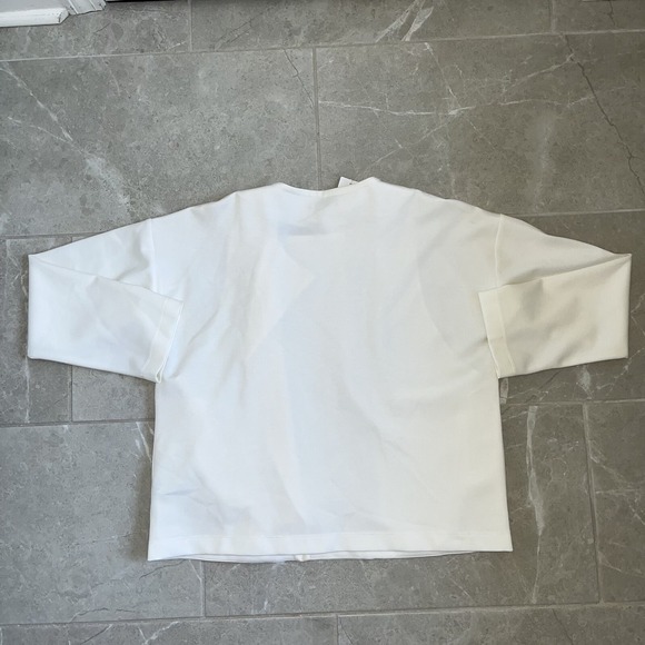 NWT Eileen Fisher Flex Tencel Ponte Round Neck Boxy Fit Women's S Ivory Full Zip - Picture 4 of 8